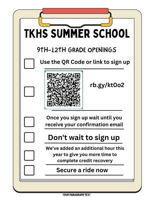  TKHS Summer School Signup